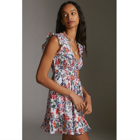 Anthropologie Dresses & Skirts - Anthropologie The Peregrine Button Front V-Neck Mini Dress Size L